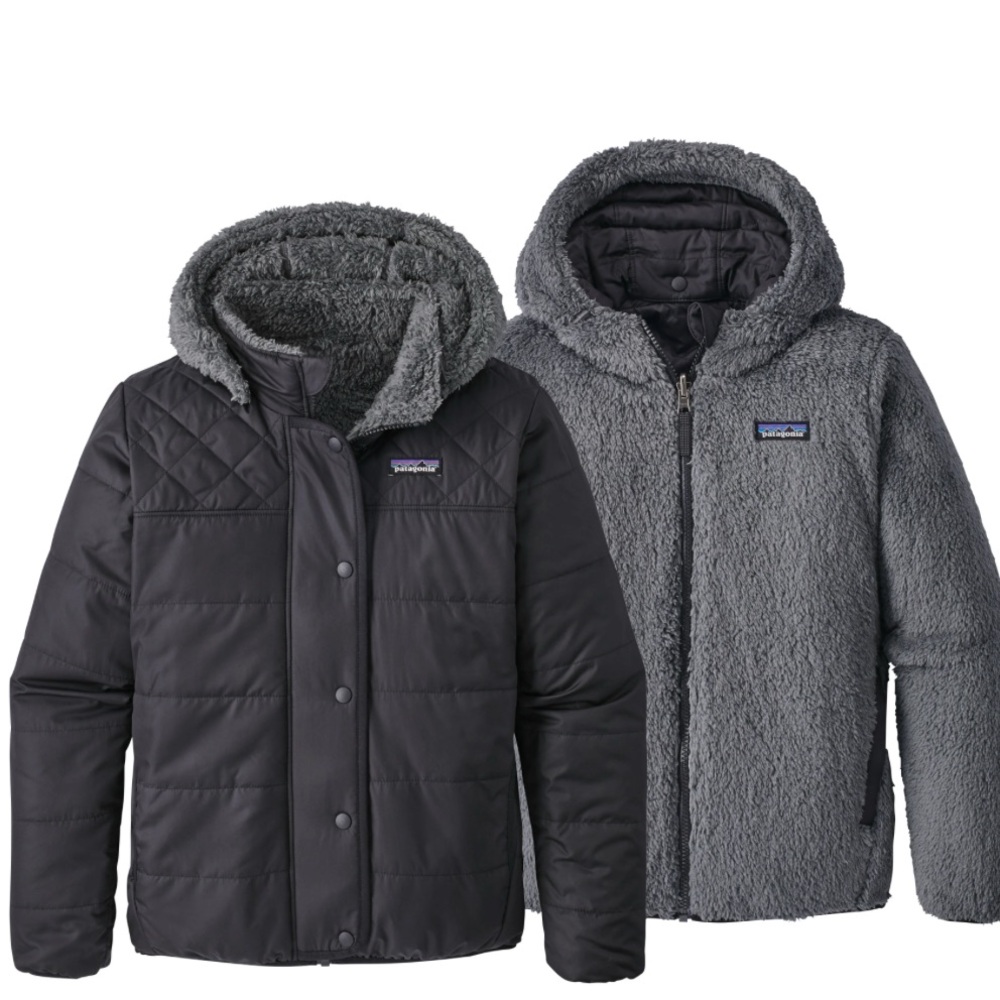Patagonia Girls Reversible Dream Song Snow Jacket - Warm Black Puffer / Fleece